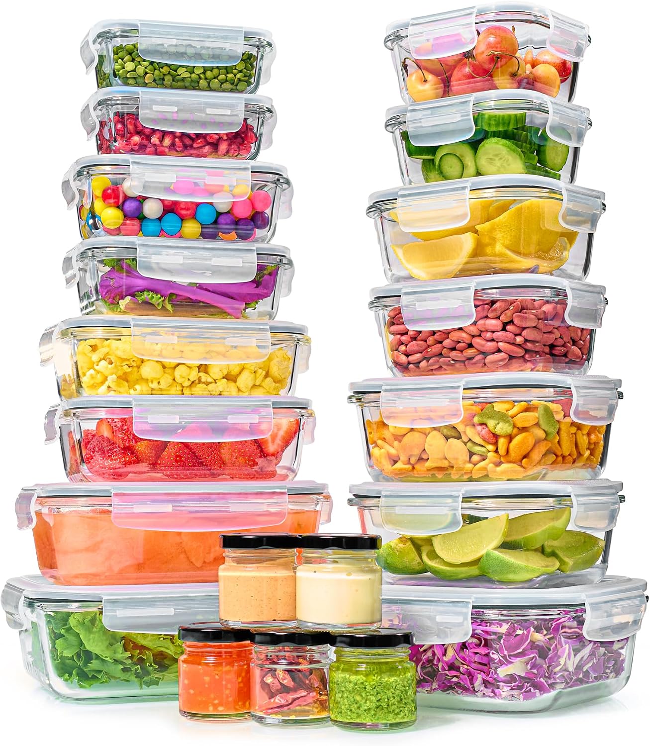 Meal Prep Glass Containers With Lids - Набор из 40 стеклянных контейнеров и