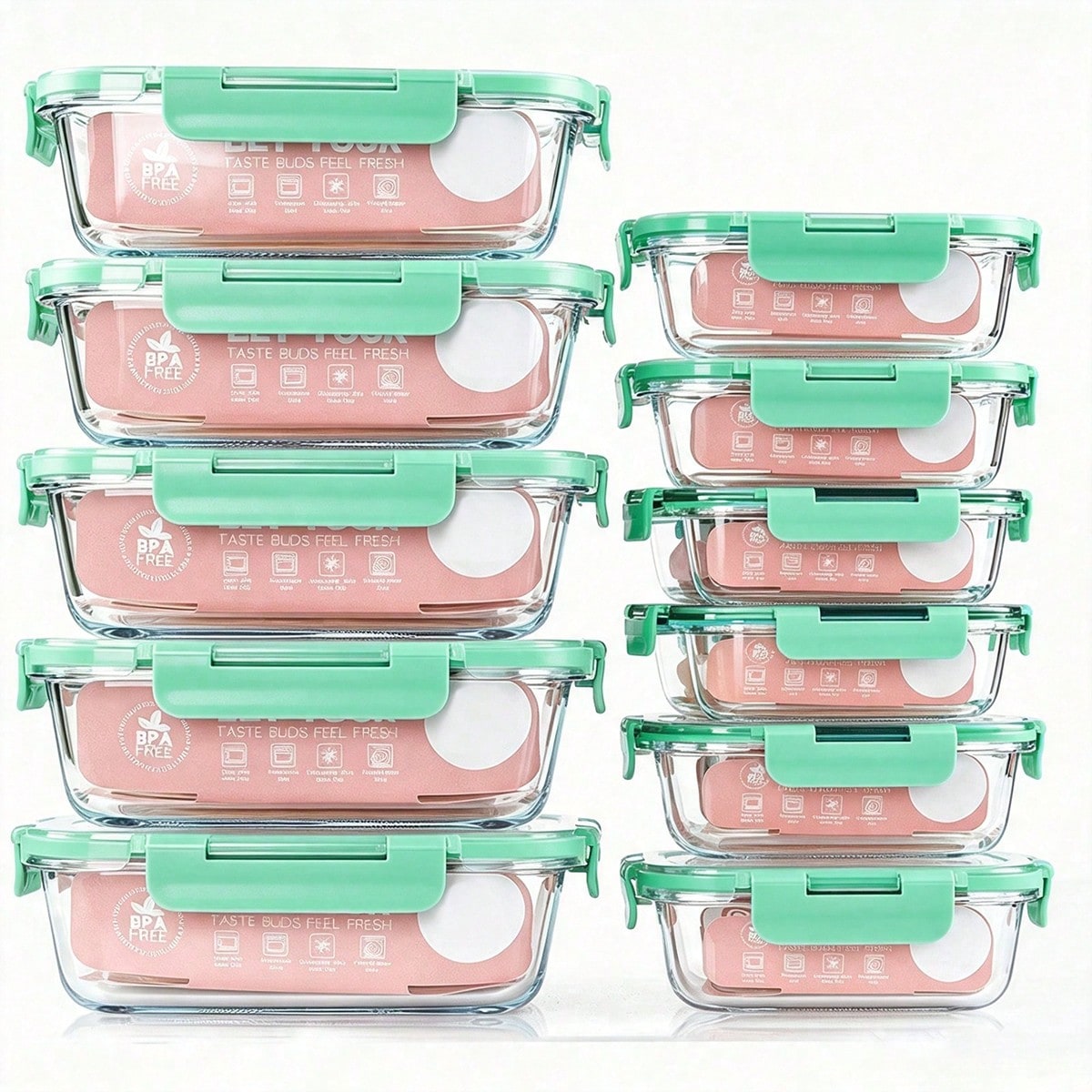 Meal Prep Glass Containers With Lids - Набор из 10 стеклянных контейнеров для